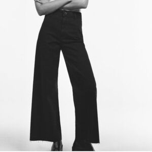ZARA The Marine Straight Pants Black High Rise Flare Size 2